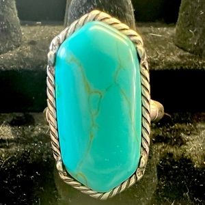 NWT large turquoise and silver adjustable ring